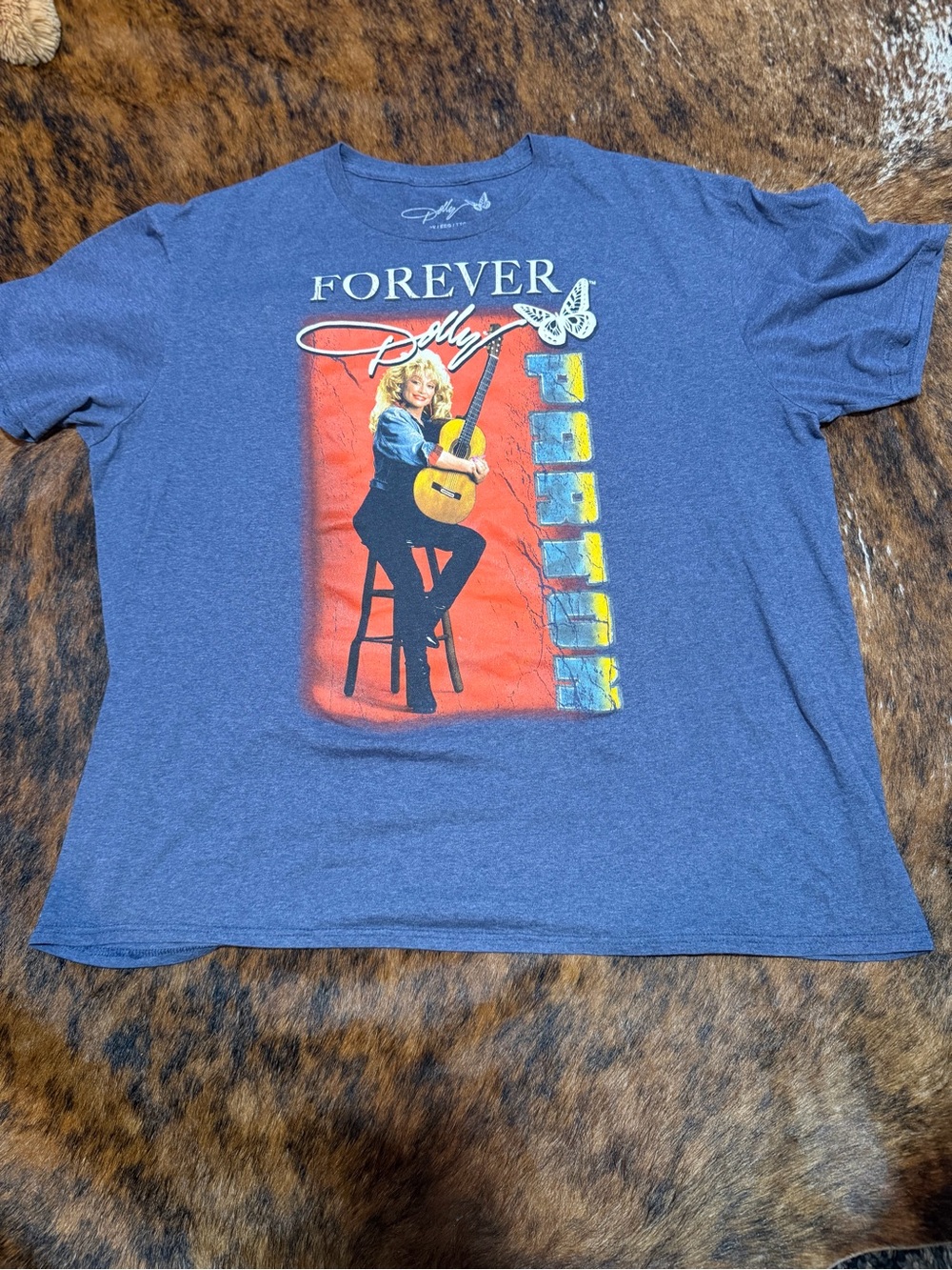 DOLLY PARTON Forever COUNTRY T-Shirt MENS 2XL Blue Heather Vintage Guitar Tee